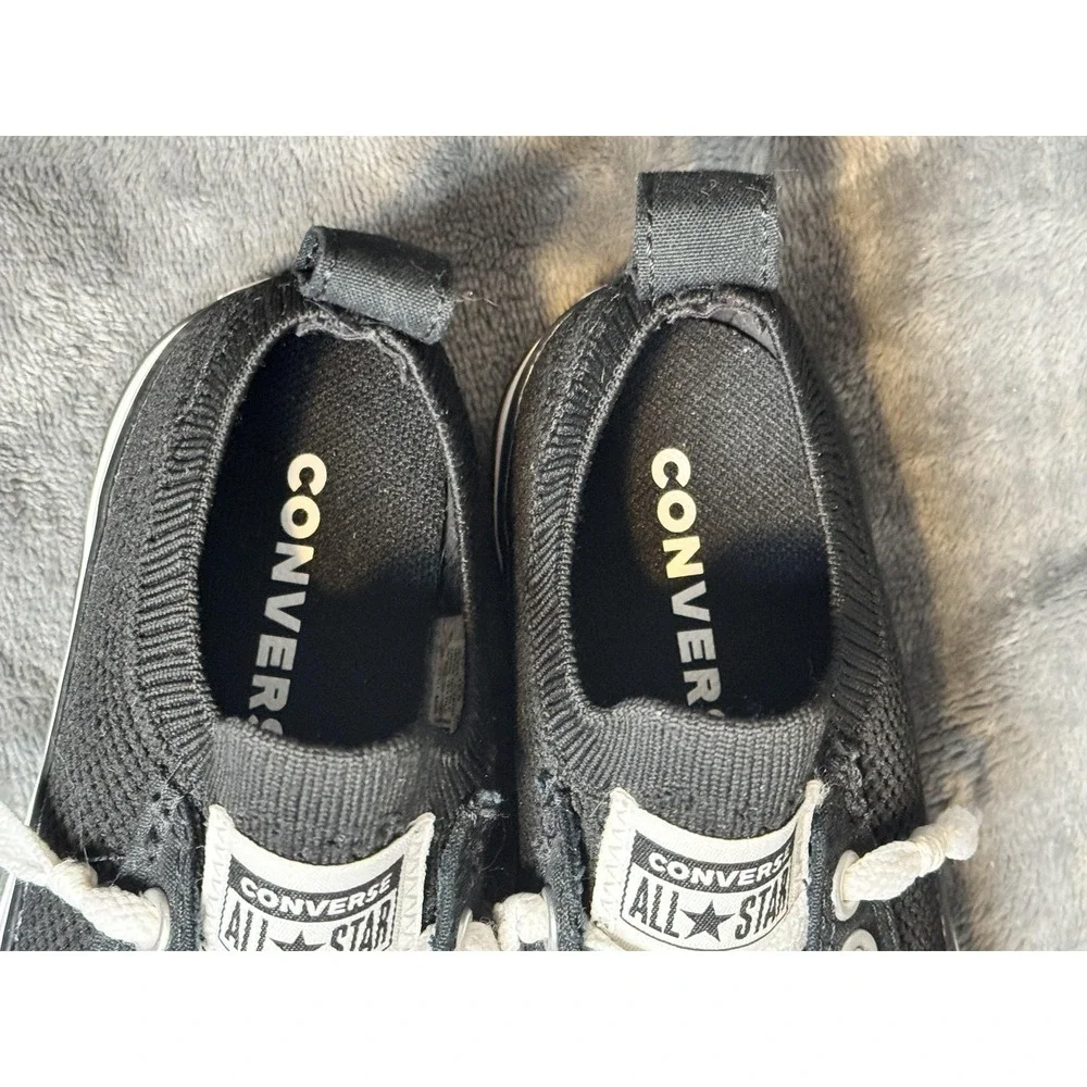 Converse All Star Knit Shoes Kids Size‎ 11 Black Low Top Sneakers 665412F